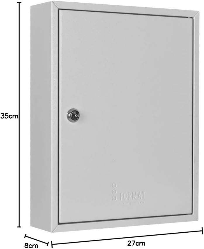 Schlüsselschrank,HxBxT 350x270x80mm,42 Haken,eintürig,RAL7035