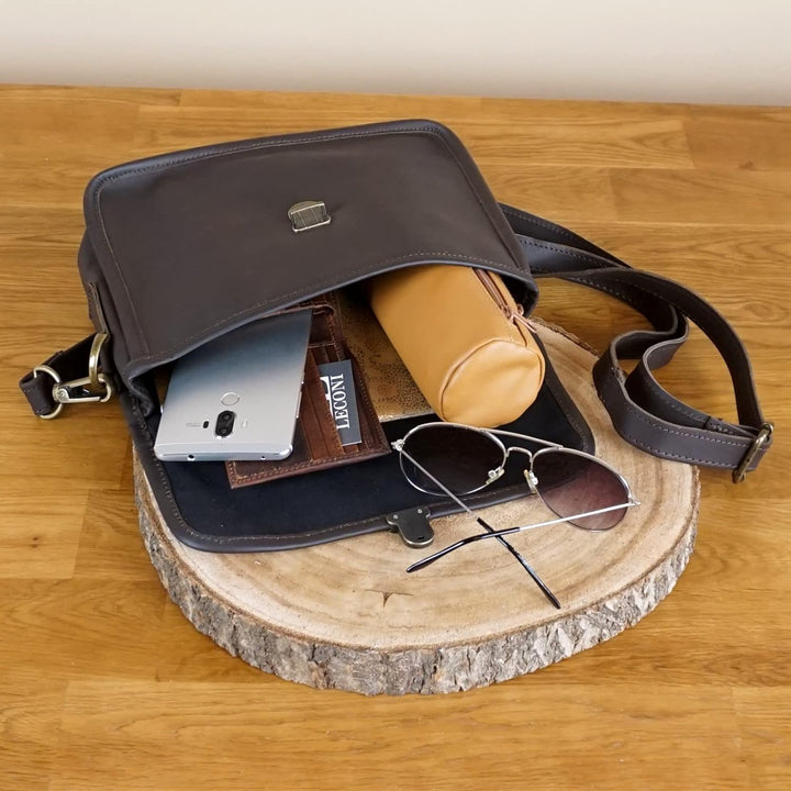 LECONI kleine Schultertasche Umhängetasche Damen Ledertasche Handtasche echtes Rindsleder 26x20x8cm
