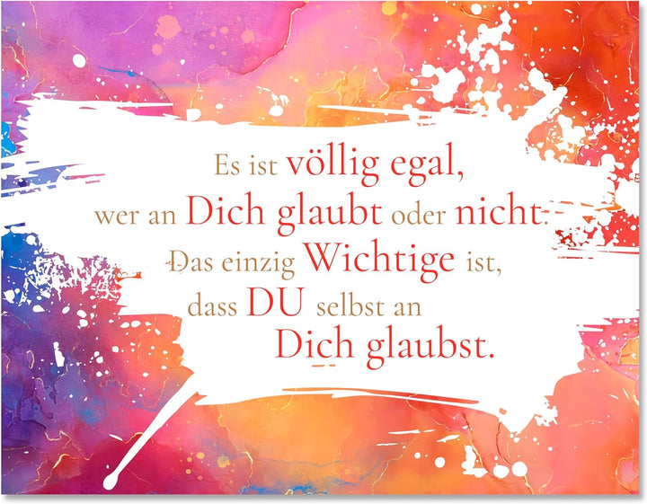 wandmotiv24 Motivations Motiv als Leinwandbild, 100x75cm, Querformat, Glaub an Dich selbst, bunter M