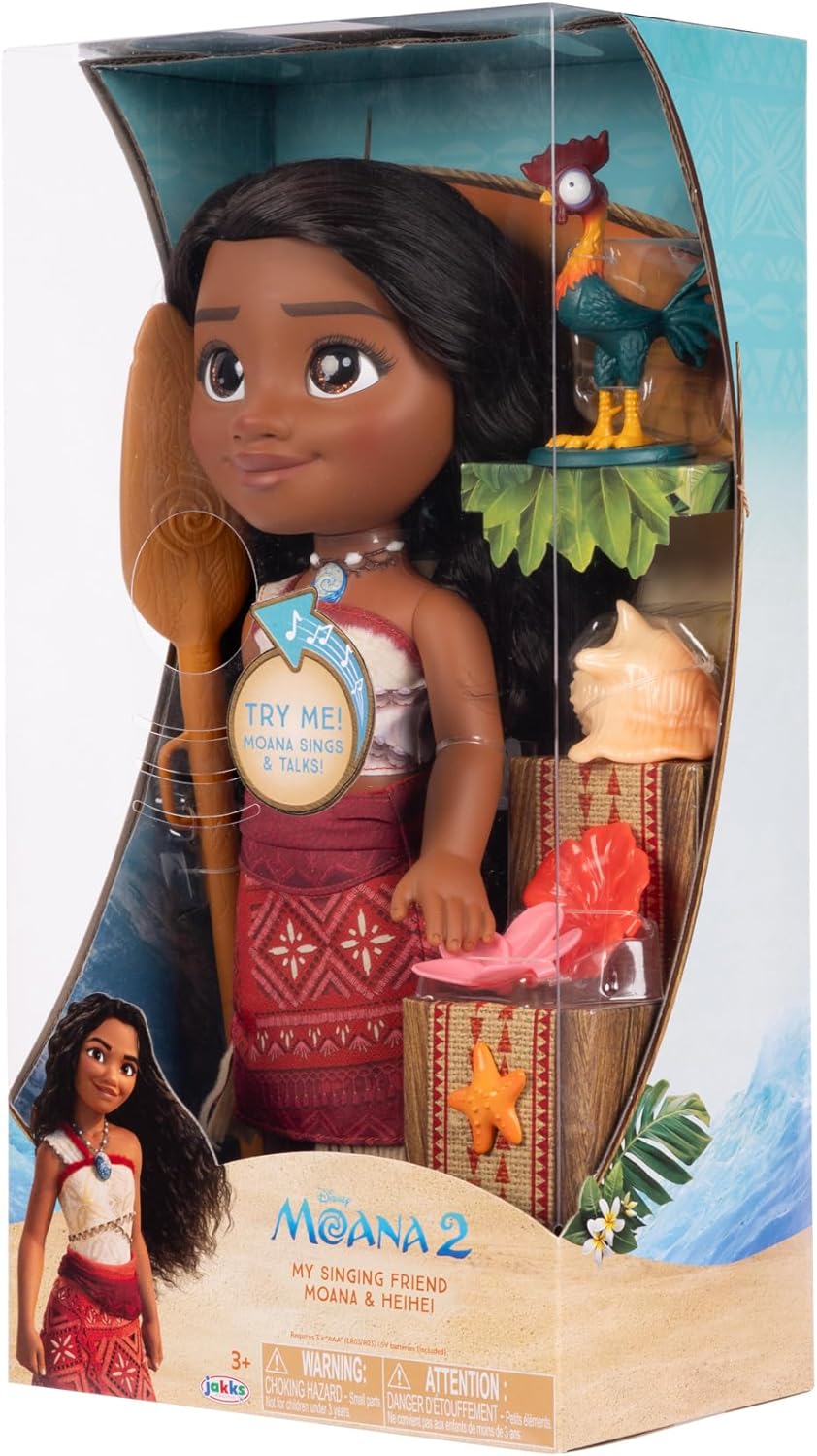 Disney - Vaiana 2 – Singende Puppe Vaiana, beweglich - Grösse 35 cm – polynesisches Outfit – Frisier