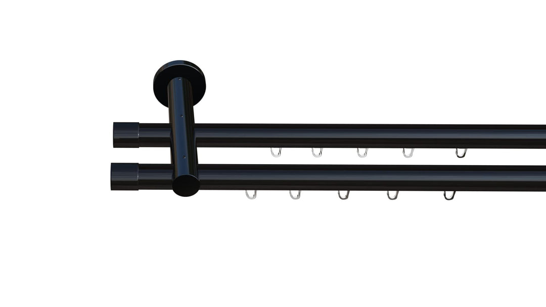Tilldekor Innenlauf Gardinenstange HIGH-LINE ANDRAX, 2-Lauf, schwarz-glanz, Ø 20 mm, 240 cm, inkl. T