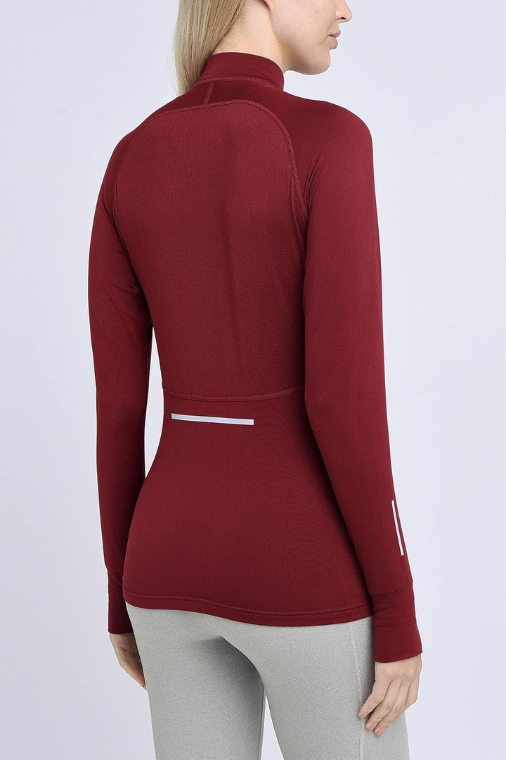 TCA Damen Winter Running Langarm Laufshirt mit Brustreissverschluss Cabernet XS, Cabernet XS