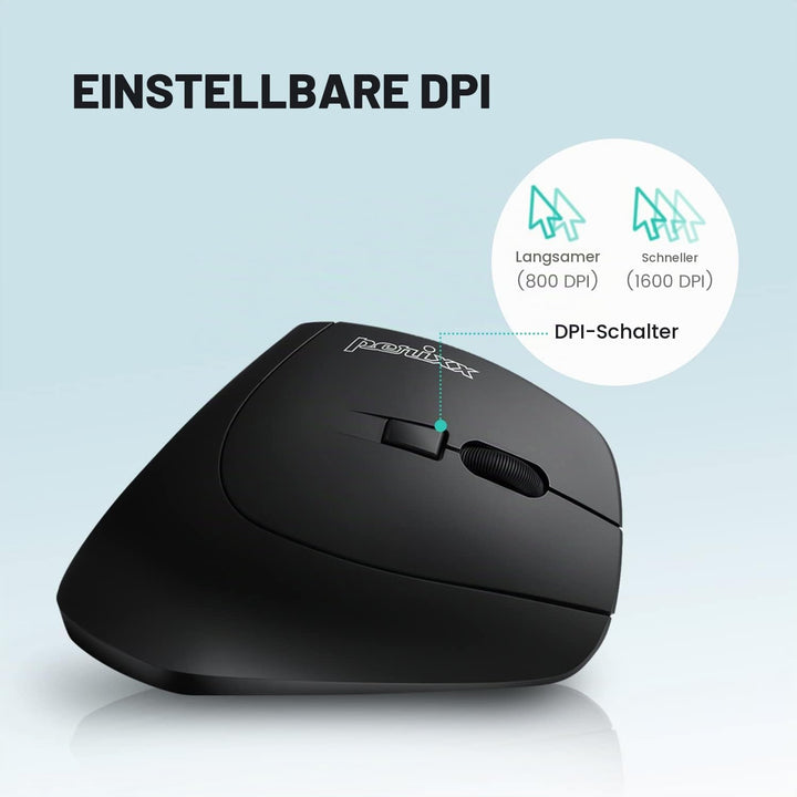 Perixx PERIMICE-804 Ergonomische Bluetooth Maus für Windows, Android Tablet und PC - Rechtshänder -