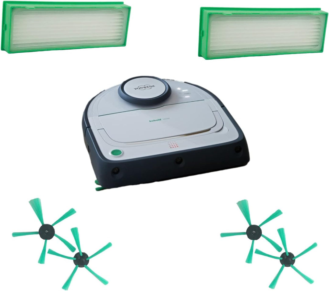 Set 1 Rundbürste 4 Ersatzfilter 4 Seitenbürsten geignet für Vorwerk VR 200 VR 300 Saugroboter Filter