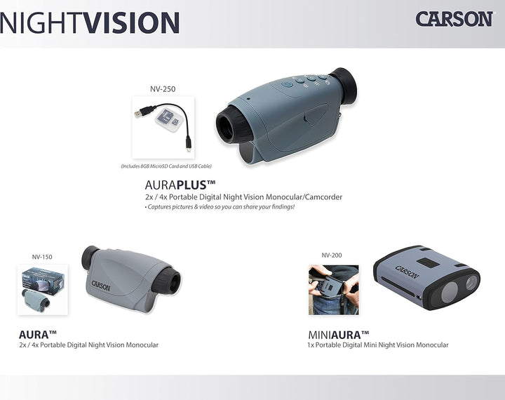 Carson MiniAura kompaktes Digital-Nachtsichtgerät (NV-200), Mini Aura (1x) MiniAura (NV-200), MiniAu