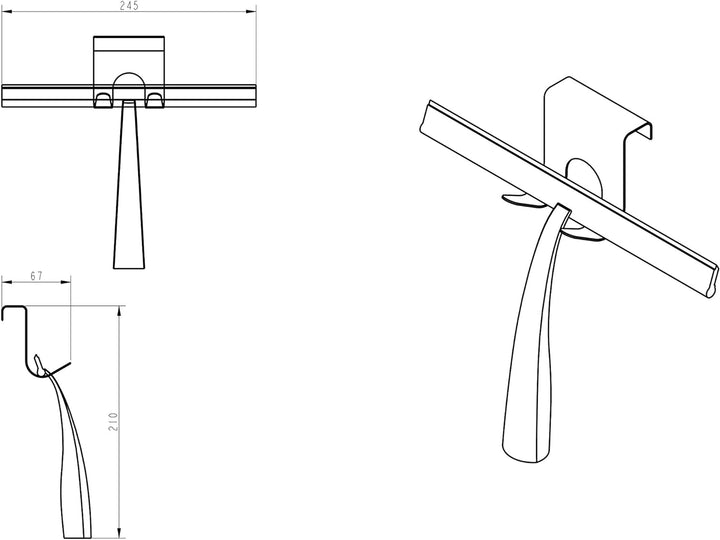Ambrosya - Duschabzieher aus Edelstahl in Schwarz - Abzieher Dusche Flitsche Bad Badabzieher Badezim
