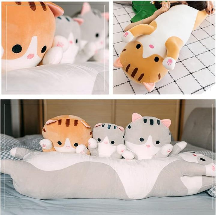 AMOZO Katze Kuscheltier Stofftier Lange Katzen Kissen Plüschtiere Kawaii grosse süsse Cat Plüsch Sof