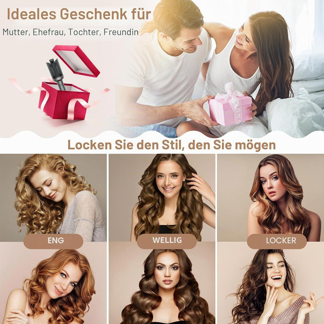 Pretfy Lockenstab Automatisch,Lockenstab Grosse Locken,Automatischer Lockenstab mit 4 Einstellbare T