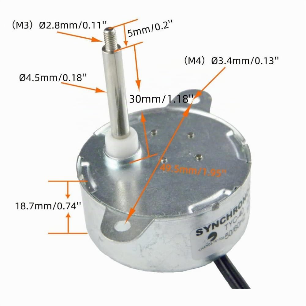 CHANCS TYC40 12V AC 5 U/min Welle 35mm Synchronmotor Mit Wechselstromversorgung - Eingang 220V Ausga