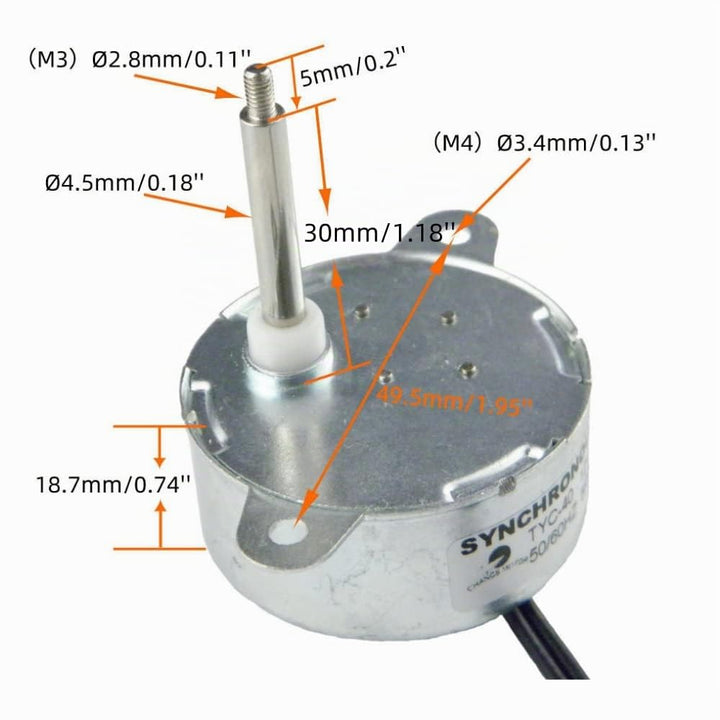 CHANCS TYC40 12V AC 5 U/min Welle 35mm Synchronmotor Mit Wechselstromversorgung - Eingang 220V Ausga