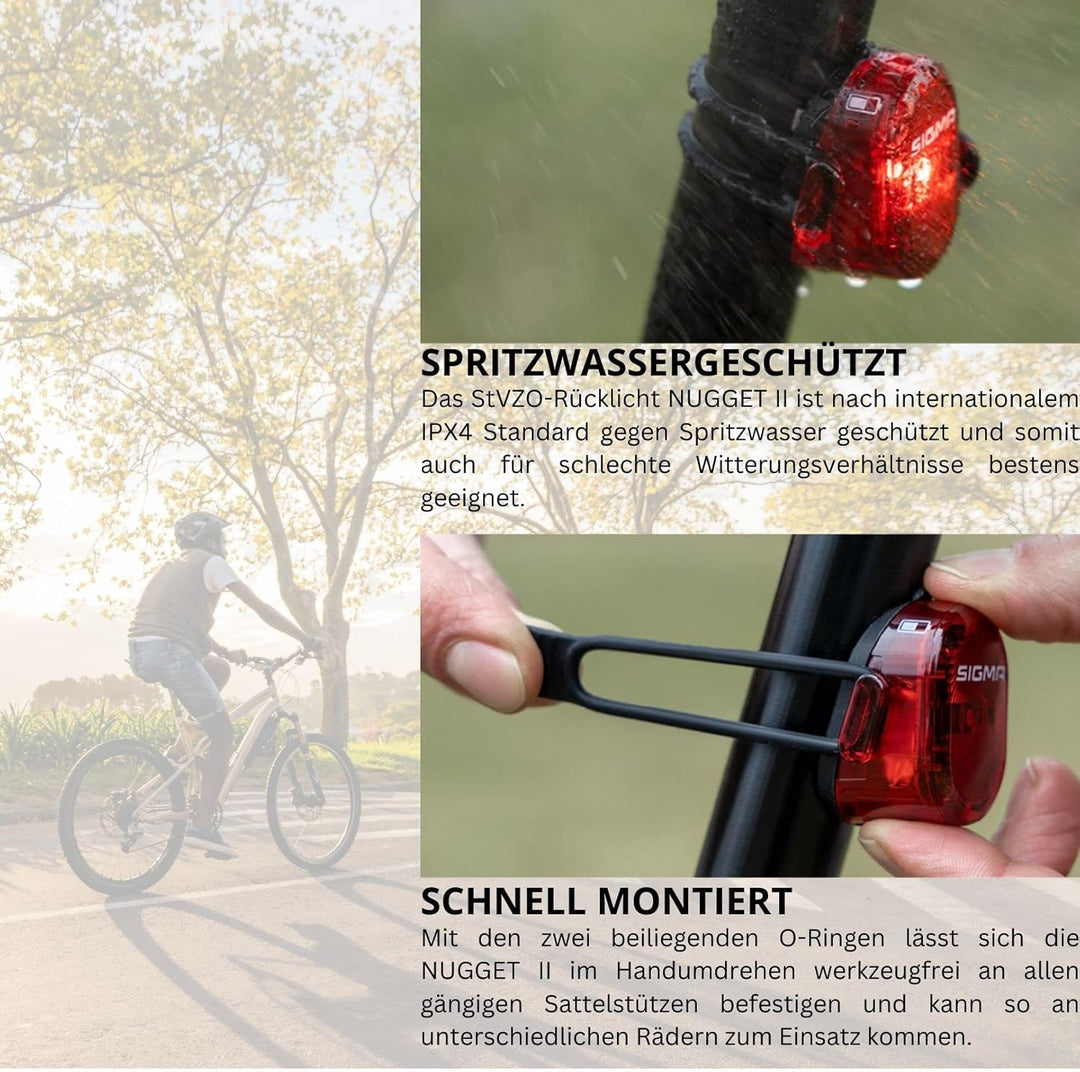 Sigma Sport LED Akku Fahrradbeleuchtung ROADSTER USB / NUGGET II Set, 25 LUX, wiederaufladbare Fahrr