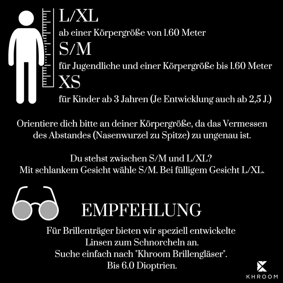 Khroom Schnorchelmaske für Erwachsene und Kinder - Seaview Y | CO2 sicher | Vollmaske zum Schnorchel
