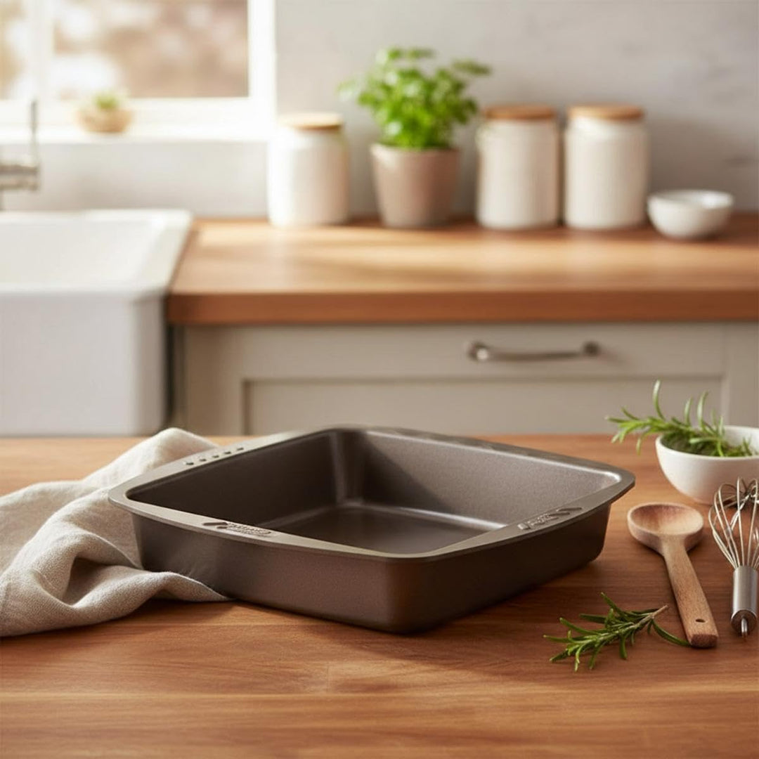 Pyrex Bräter Handlich Metall asimetria grossen rechteckig 40 x 31 cm, braun, 1