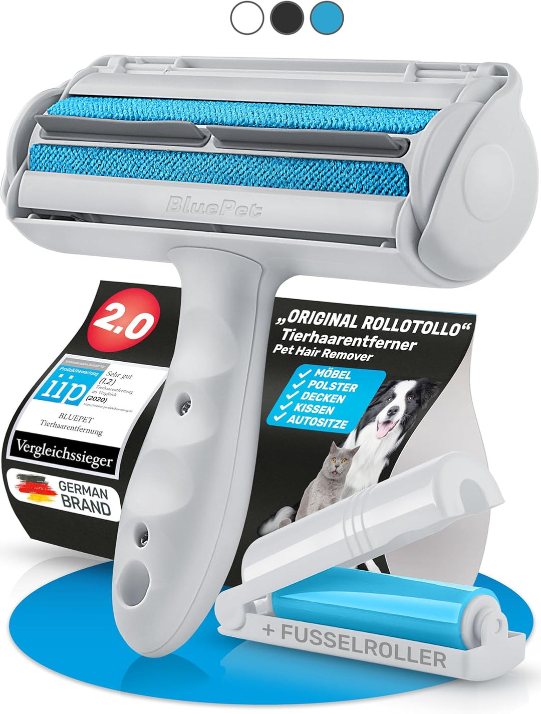 BluePet "RolloTollo Tierhaarentferner inkl. Mini Fusselbürste für Kleidung - Wiederverwendbare Fusse