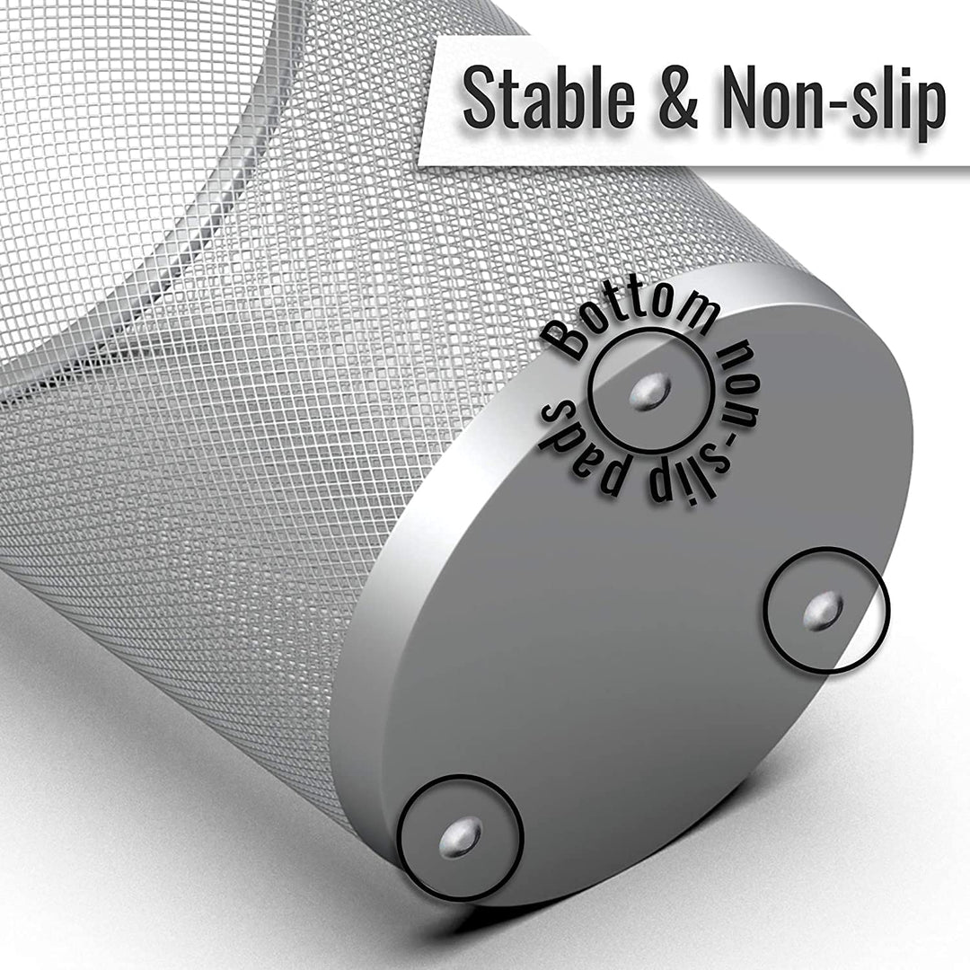 SENENQU 3 Stück Papierkorb Büro Metall, 12L Büro Mülleimer Silber Metall Gitter, Kleine Papierkorb M