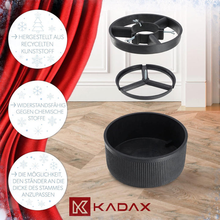 KADAX Weihnachtsbaumständer, Christbaumständer aus recycelten Kunststoff, Tannenbaumständer für eine