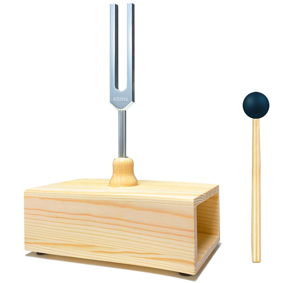 Lrowvenu 432 Hz Stimmgabel mit Resonanzbox, Aluminiumlegierung, Holzlautsprecher, ideal für Klanghei