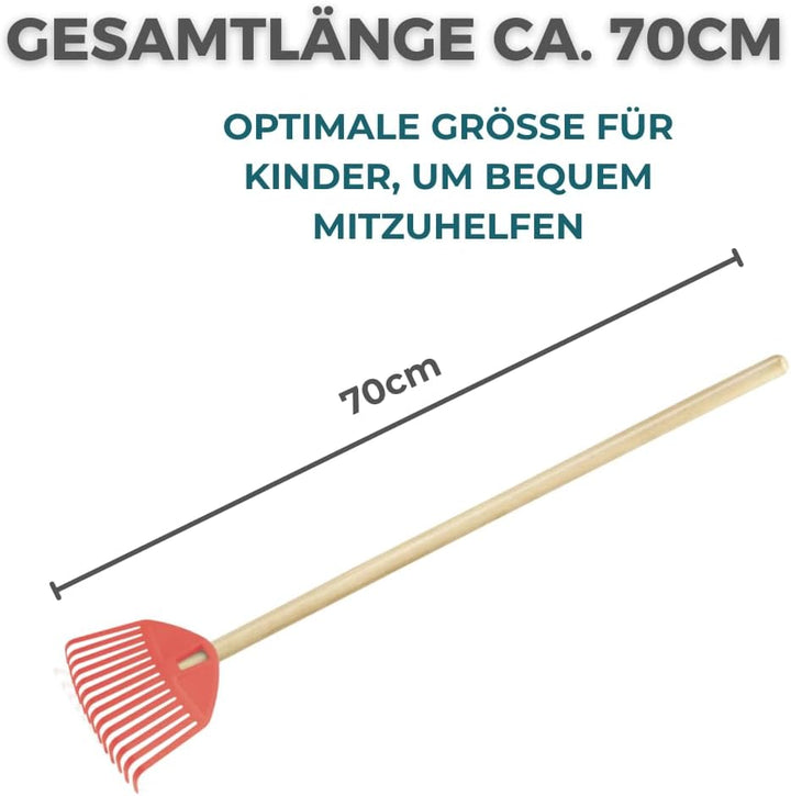 2 STK. Rot Kinderrechen 70cm – Mini-Gartenrechen mit Holzgriff, Rechen/Kleinbesen für Kinder, perfek