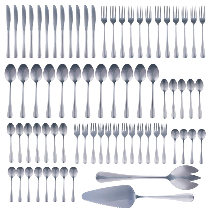 alpina Besteck Set 75‑teilig für 12 Personen – Edelstahl Besteck Set – Messer Gabeln Löffel Teelöffe