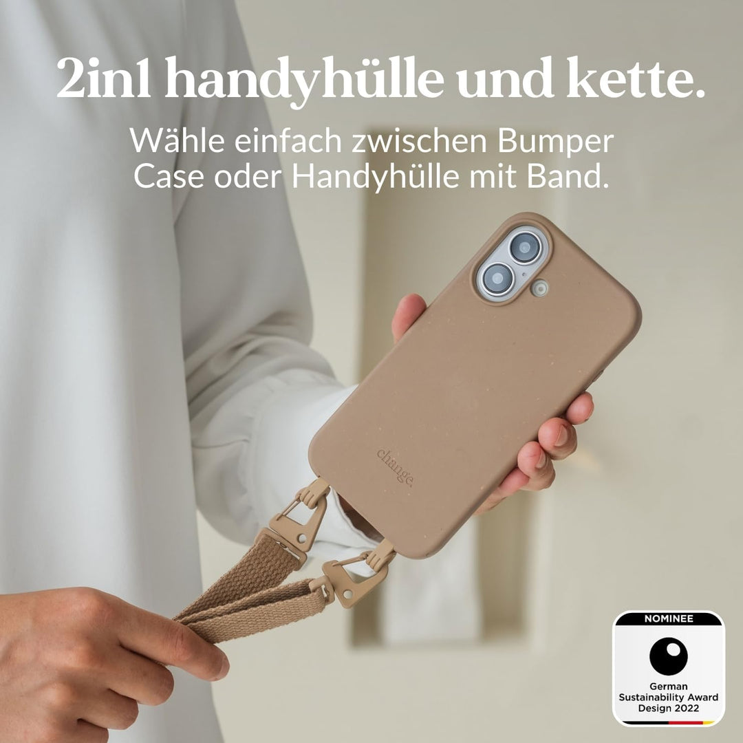 Woodcessories - Change Case, Nachhaltige Handykette abnehmbar kompatibel mit iPhone 16 Hülle mit Ban