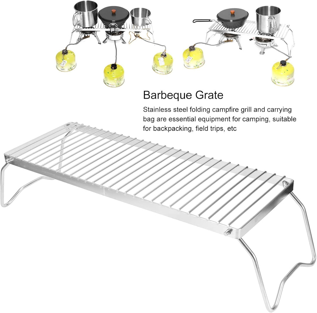 Natudeco Klappbarer Lagerfeuergrill, tragbar, Edelstahl, Grillrost, Grillrost, für Outdoor, Backcoun