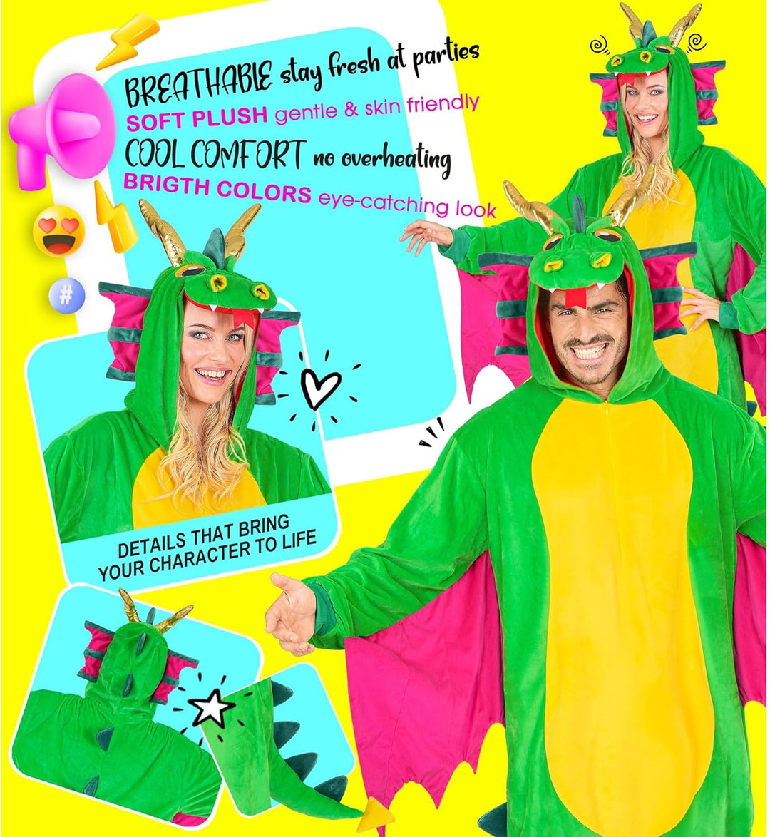 W WIDMANN MILANO Party Fashion - Tier Overall für Erwachsene, weicher Plüsch Jumpsuit mit Kapuze, Ti