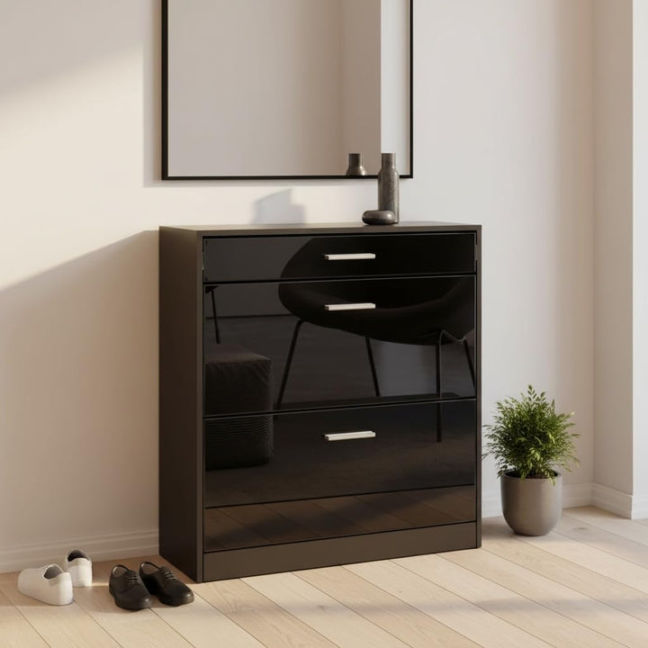 Schuhschrank Roma Schmal mit 2 Klappen und 1 Schublade, Platzsparender Schuhkipper Flurschrank für D