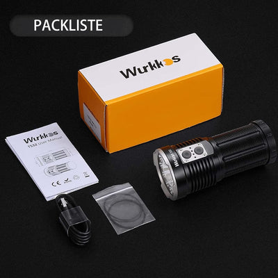 Wurkkos TS32 Taschenlampe USB C Wiederaufladbar, 15000 Lumen Taschenlampe mit leistungsstarken 12*Ni