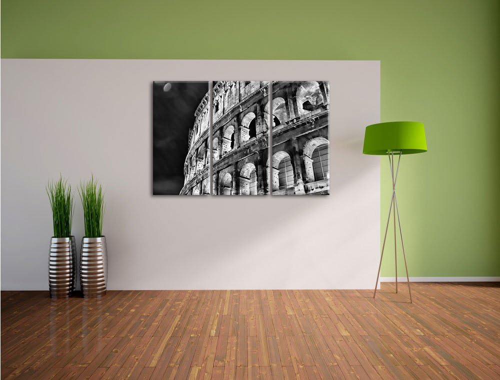 Pixxprint Amphitheater in Rom bei Nacht als Leinwandbild/Grösse: 3 Teilig (120x80) cm/Wandbild/Kunst