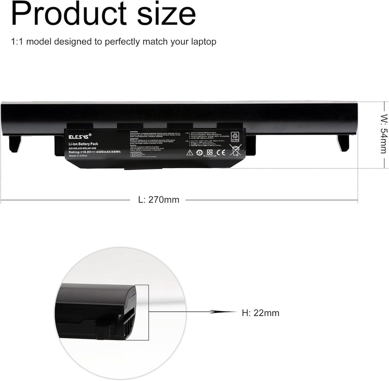 BLESYS A32-K55 Akku für Asus F75A F75V F55A X75A X75V X75VC F55A F55C F55V X55U X55V X55VD Serie Lap