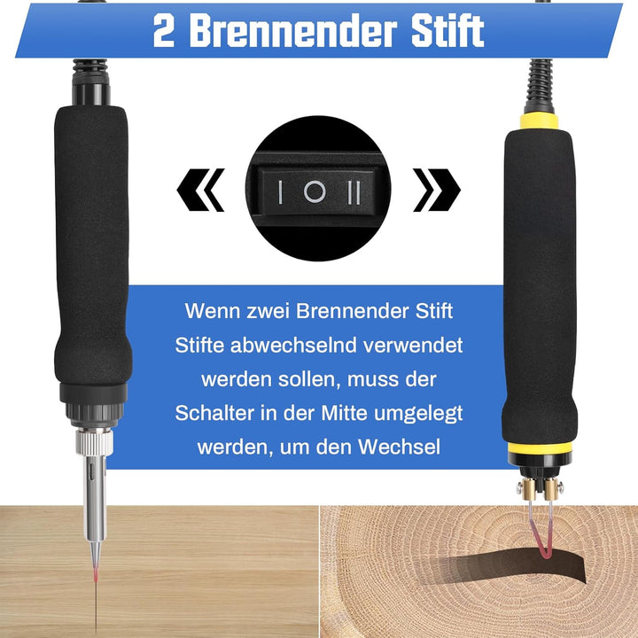 165-tlg Brandmalstation, 100W Brandmalerei und Lötkolben set, 5x Lötspitzen &amp; Zwei Stift, Holzbrenne