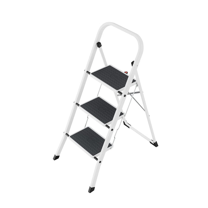 Hailo HobbyStep Stahl-Klapptritt-Leiter - 3 breite Stahl-Stufen mit Anti-Rutsch-Matten belastbar bis