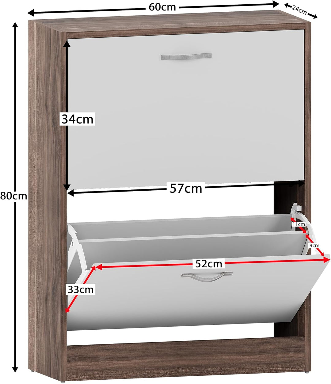 Vida Designs Schuhschrank mit 2 Schubladen, Schrank, Schuhaufbewahrung, Organizer, herunterziehbares
