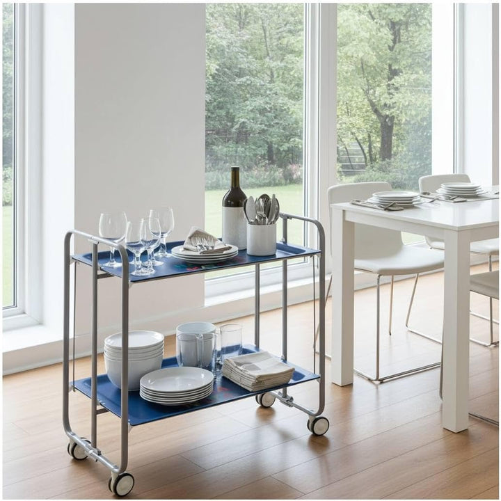 DON HIERRO - Servierwagen, klappbar, 2 Böden, grauem Rahmen. BAUHAUS-61, 61