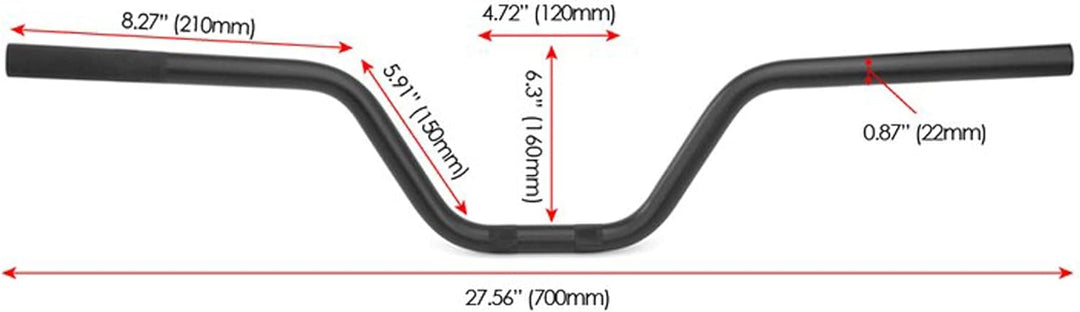 Ape Motorrad Lenker - 22mm (7/8 ") Für Scrambler, Brat Bikes & Strasse Bikes - Schwarzes Leichtmetal