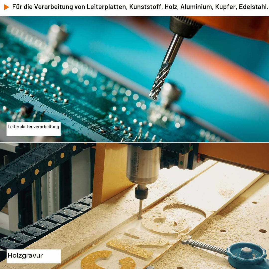 QUARKZMAN 10Stk Ende Fräsen CNC Fräser Bits 1/8" Schaft 2.4mm Blau Beschichtet Wolfram Karbid Fräsma