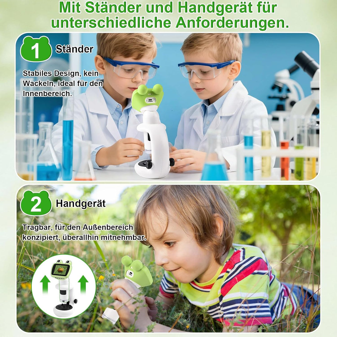 GuKKK Mikroskop für Kinder,2.0" IPS digitales Mikroskop 1000X Handheld Microscope 1080P HD Taschenmi