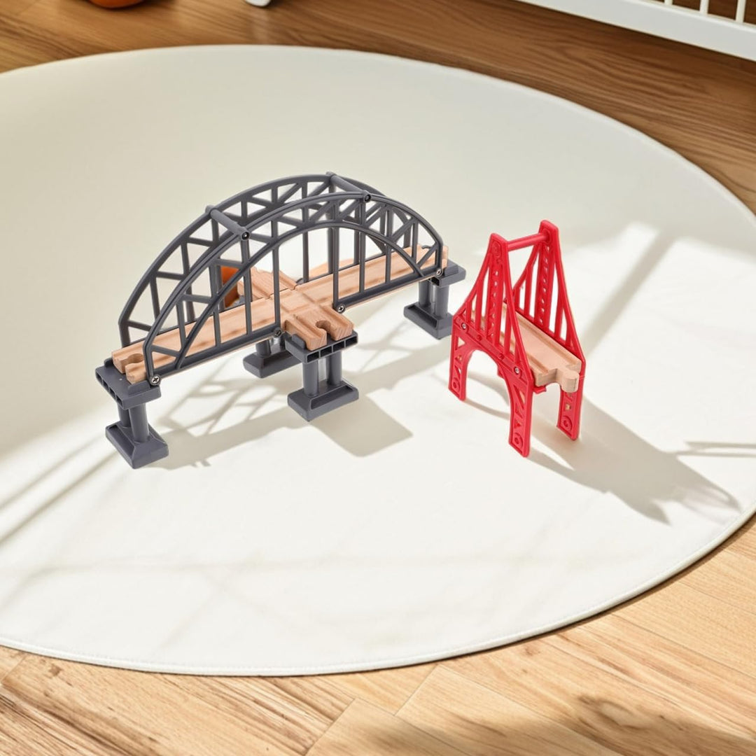 UPKOCH 2stücke Holz Eisenbahnbrücke Spielzeug Zug Brücke Für Holzgleise Modellbahn Zubehör Bausatz E
