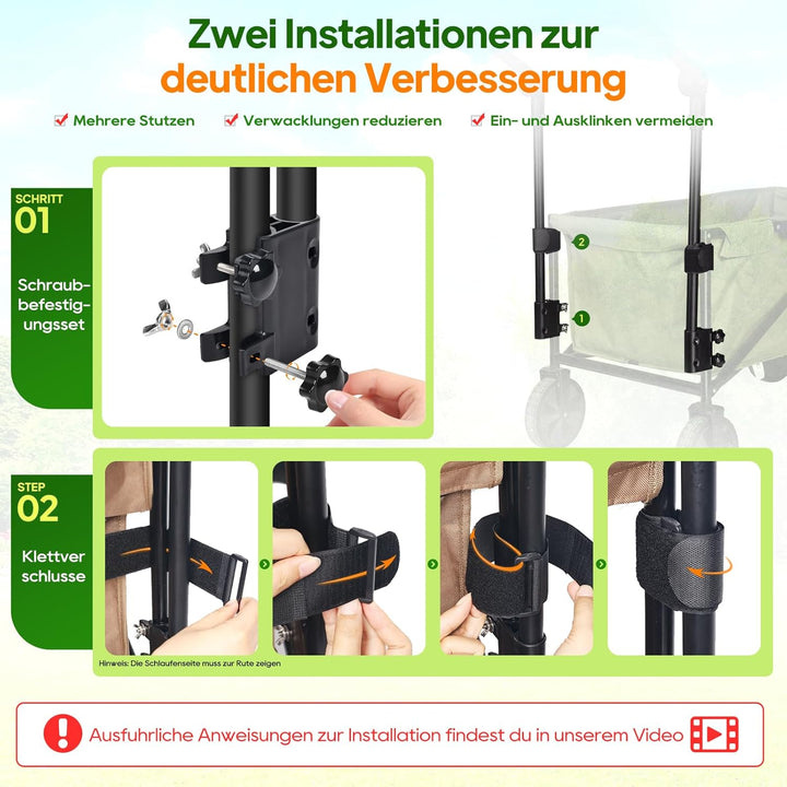 Upgrade Bollerwagen Schiebegriff Griff Ersatz, Klappbarer Handgriff, Ergonomischer Kinderwagengriff