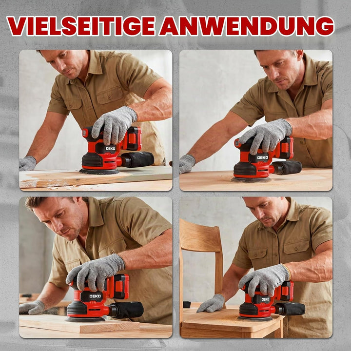 20V Exzenterschleifer Akku 125mm: DEKOPRO Schleifmaschine für Holz,6 variable Geschwindigkeiten, 125