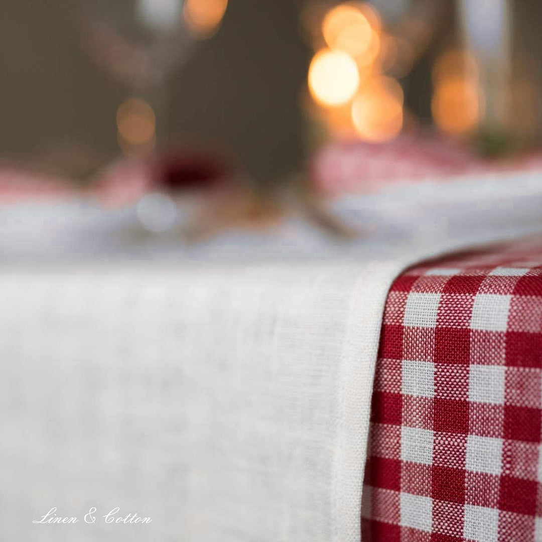Linen &amp; Cotton Tischläufer Stoff Tischband Tischdeko Hygge 100% Leinen, Ecru Weiss (40 x 90 cm) Klei