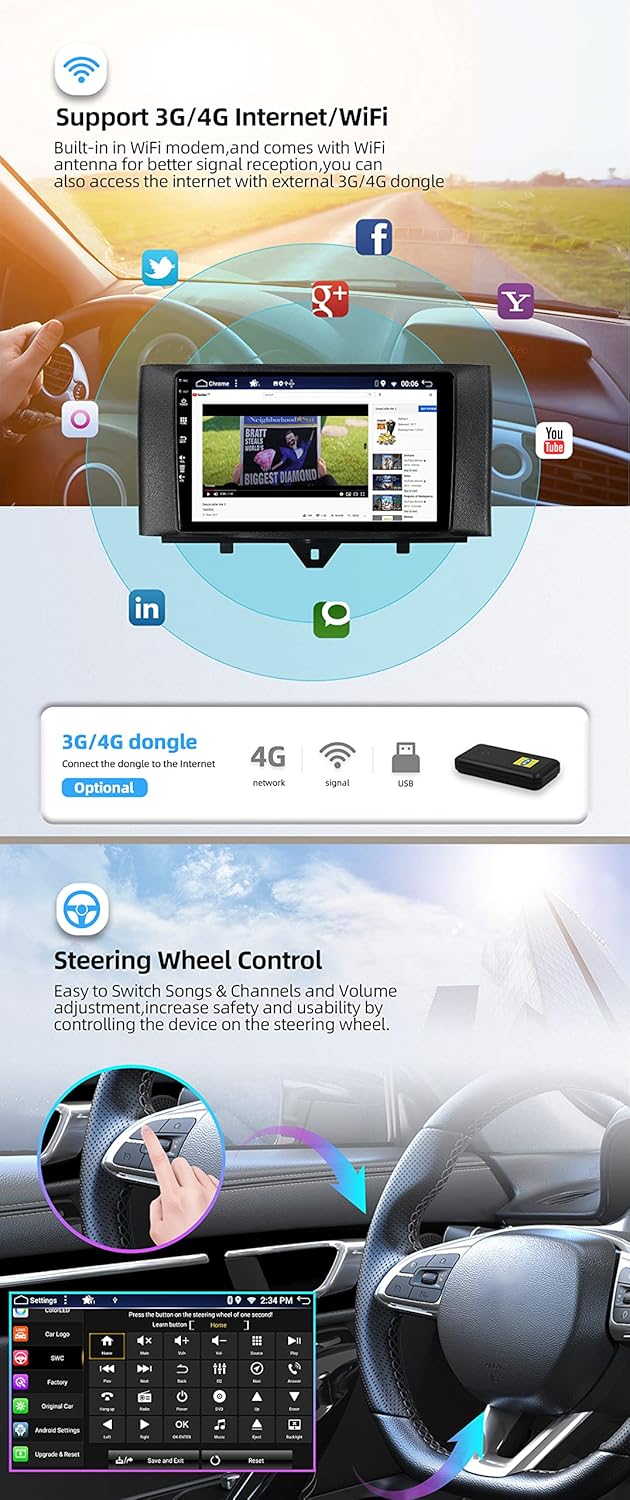 JOYX Android 13 IPS Autoradio Passt für Mercedes Benz Smart Fortwo (2011-2015) - 4G+64G - Eingebaut