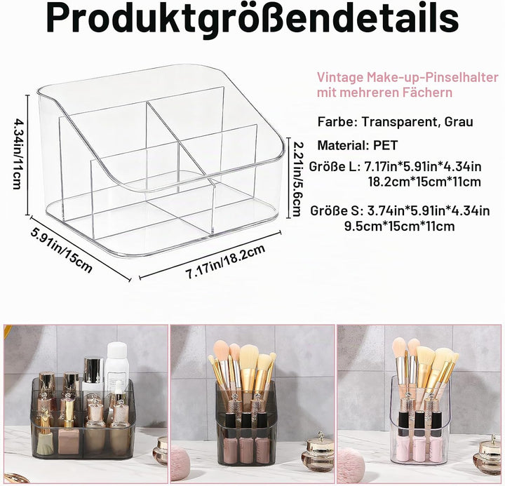 DASITON Make Up Organizer mit 5 Fächern, Pinselhalter Kosmetik Aufbewahrung Makeup Pinsel Organizer
