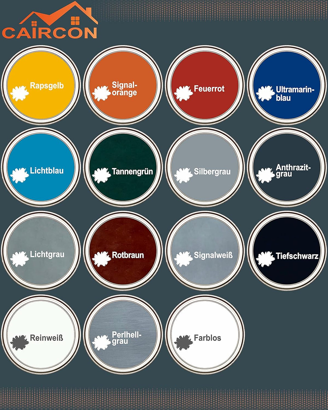 CAIRCON Metalllack Metallfarbe Decklack für Metall Stahl Eisen - Lichtblau 2,5L Lichtblau 2.5 l (1er