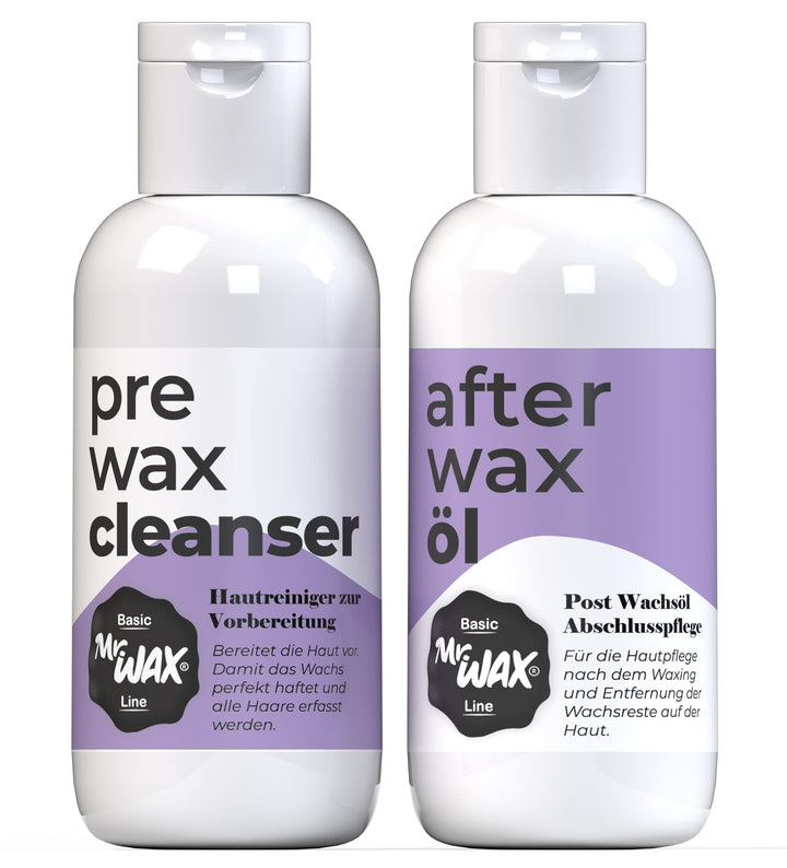 Mr. Wax Set 1x After Wax Öl I 1x Pre Wax Hautreiniger Aloe Vera, 2x150ml (2er Set Pre+After), 2er Se
