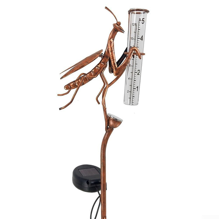 Solarbetriebener Regenmesser – Gartenstecker – Statue, Dekoration, leuchtet im Dunkeln, Metall, Hofk