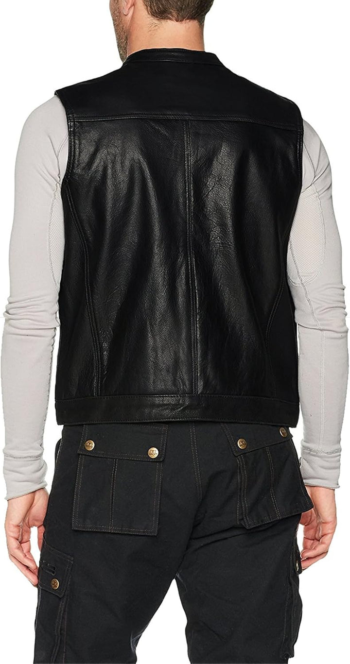 Australian Bikers Gear Motorrad-Weste - Leder - Schwarz SOA Sons of Anarchy Style EU 48 (M)