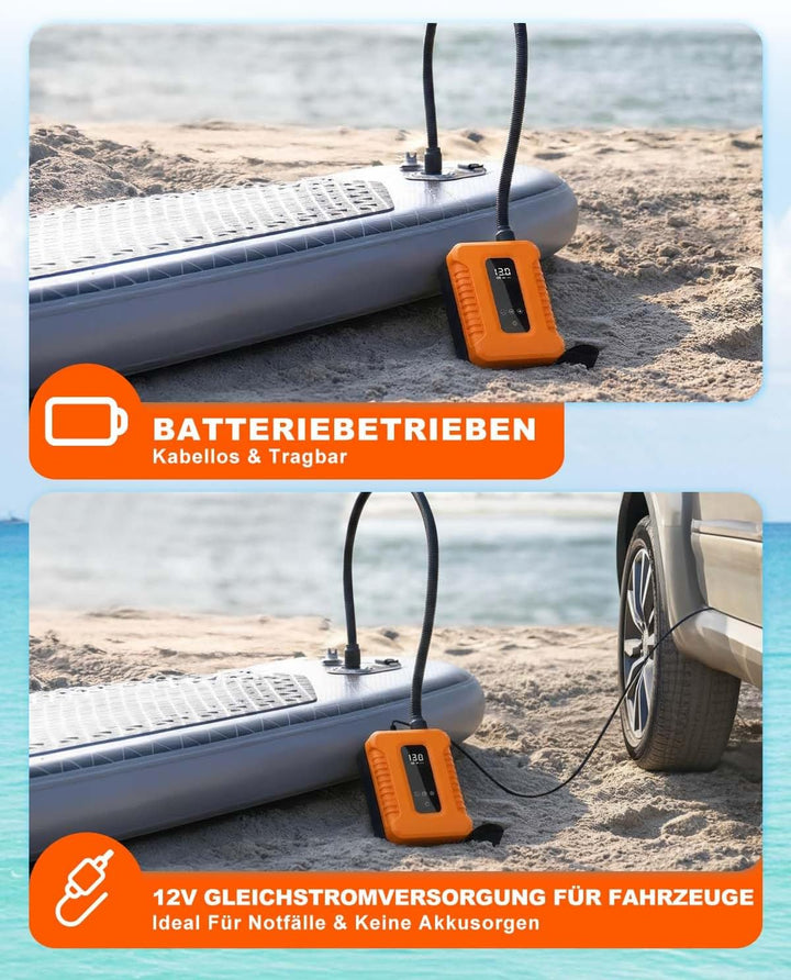 SUP Pumpe Elektrisch,Wiederaufladbar,Stand Up Paddle Pumpe Elektrisch mit Auto-Stopp,Sup Kompressor