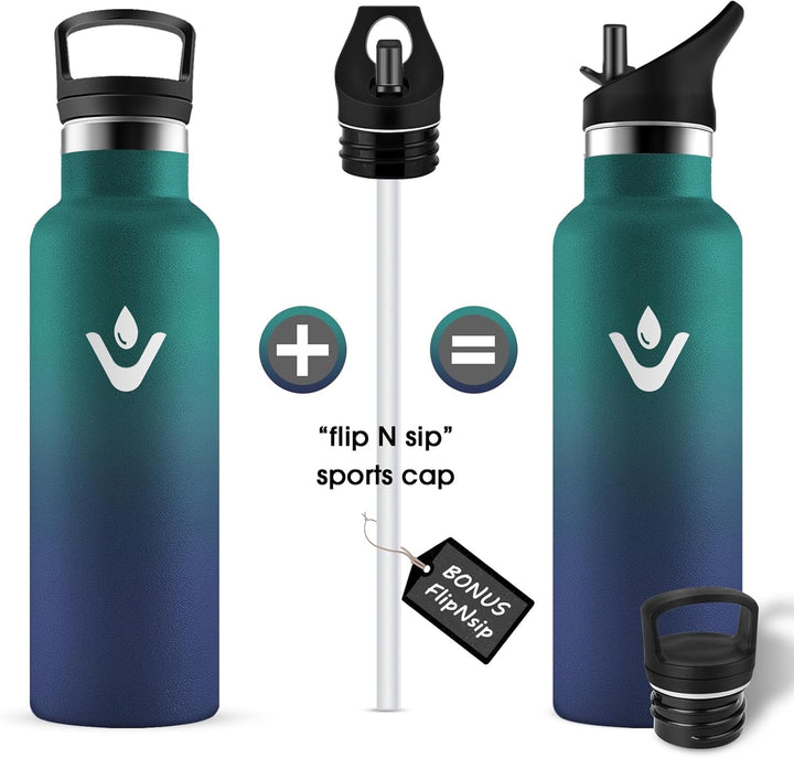 Thermosflasche 500ml mit Strohhalm, Trinkflasche Edelstahl, Doppelwandig Isoliert, BPA-frei, Kohlens
