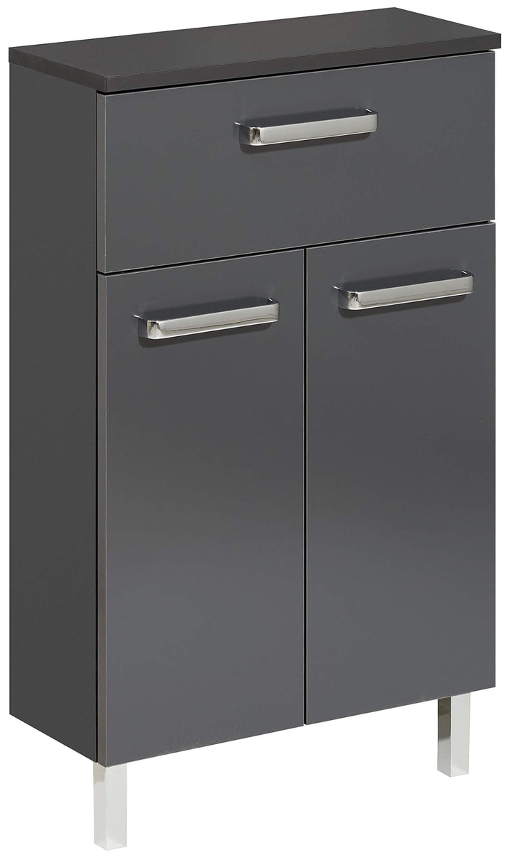 Pelipal Badezimmerschrank Quickset 311 in Anthrazit Glanz, 50 cm breit | Unterschrank mit 2 Türen, 1